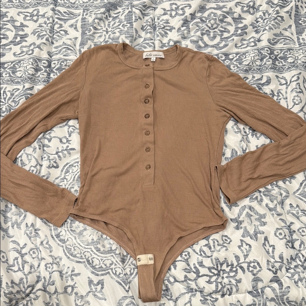 Tan Long Sleeve Bodysuit